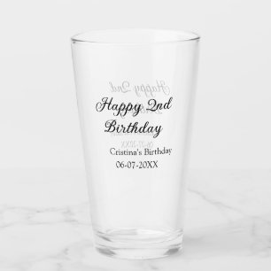 Kalligrafie Eenvoudig Minimaal Gelukkige 2e Verjaa Glas