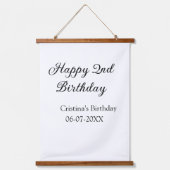 Kalligrafie Eenvoudig Minimaal Gelukkige 2e Verjaa Hangend Wandkleed (Voorkant)
