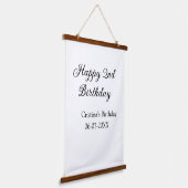Kalligrafie Eenvoudig Minimaal Gelukkige 2e Verjaa Hangend Wandkleed (Gebogen)