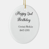 Kalligrafie Eenvoudig Minimaal Gelukkige 2e Verjaa Keramisch Ornament (Rechts)