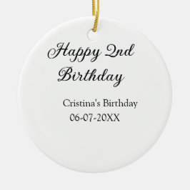 Kalligrafie Eenvoudig Minimaal Gelukkige 2e Verjaa Keramisch Ornament