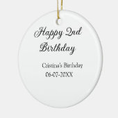 Kalligrafie Eenvoudig Minimaal Gelukkige 2e Verjaa Keramisch Ornament (Links)