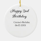 Kalligrafie Eenvoudig Minimaal Gelukkige 2e Verjaa Keramisch Ornament (Achterkant)