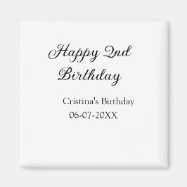 Kalligrafie Eenvoudig Minimaal Gelukkige 2e Verjaa Magneet