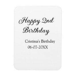 Kalligrafie Eenvoudig Minimaal Gelukkige 2e Verjaa Magneet