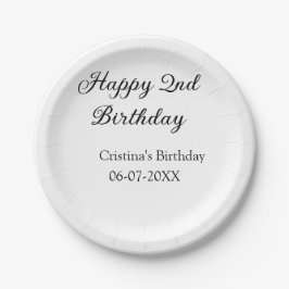 Kalligrafie Eenvoudig Minimaal Gelukkige 2e Verjaa Papieren Bordje
