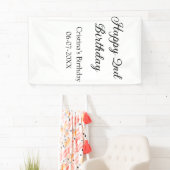 Kalligrafie Eenvoudig Minimaal Gelukkige 2e Verjaa Spandoek (Insitu)