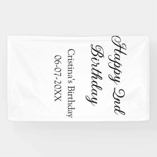 Kalligrafie Eenvoudig Minimaal Gelukkige 2e Verjaa Spandoek (Horizontaal)