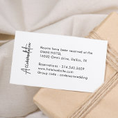 Kalligrafie Eenvoudige Bruiloft Accommodaties Informatiekaartje