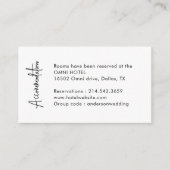 Kalligrafie Eenvoudige Bruiloft Accommodaties Informatiekaartje (Voorkant)