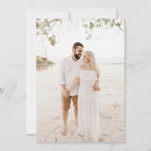 Kalligrafie Eenvoudige bruiloft foto slaat de datu Save The Date (Achterkant)