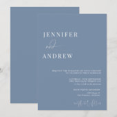 Kalligrafie Eenvoudige Elegante Moderne Huwelijk Kaart (Voorkant / Achterkant)