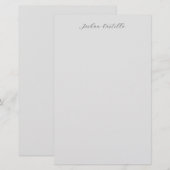 Kalligrafie Eenvoudige Grijze Professionele Naam Briefpapier (Voorkant / Achterkant)