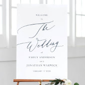 Kalligrafie Eenvoudige Navy Blue Bruiloft Welkom Poster