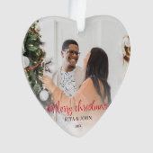 Kalligrafie Eerste kerst Getrouwd Foto Ornament (voorkant)