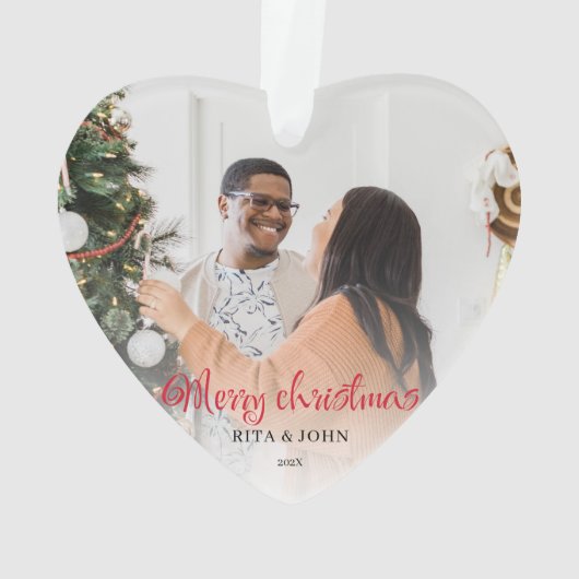 Kalligrafie Eerste kerst Getrouwd Foto Ornament (achterkant)