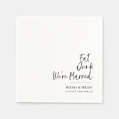 Kalligrafie Eet Drink We zijn getrouwd Bruiloft Servet (Voorkant)