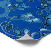 Kalligrafie Elegant Blauw Bloemen Aangepaste Naam Poster (Hoek)