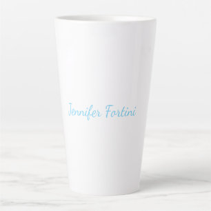 Kalligrafie Elegant Blauw & Wit Eenvoudig Latte Mok