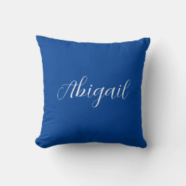 Kalligrafie Elegant Blauw Wit Eenvoudige Naam Kussen
