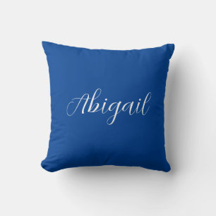 Kalligrafie Elegant Blauw Wit Eenvoudige Naam Kussen