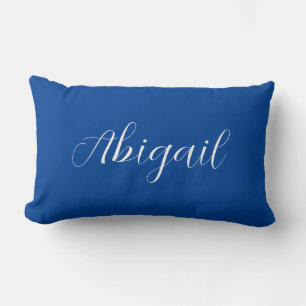 Kalligrafie Elegant Blauw Wit Eenvoudige Naam Kussen