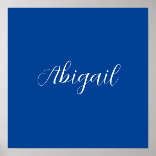 Kalligrafie Elegant Blauw Wit Eenvoudige Naam Poster