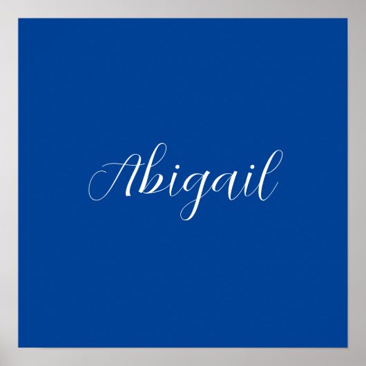 Kalligrafie Elegant Blauw Wit Eenvoudige Naam Poster (Voorkant)