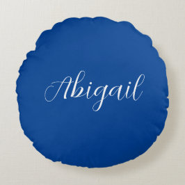 Kalligrafie Elegant Blauw Wit Eenvoudige Naam Rond Kussen