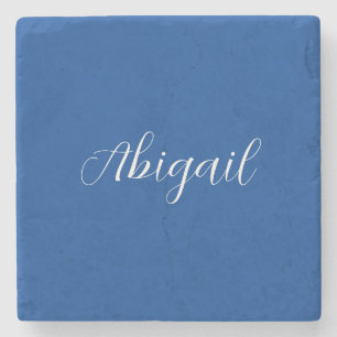 Kalligrafie Elegant Blauw Wit Eenvoudige Naam Stenen Onderzetter