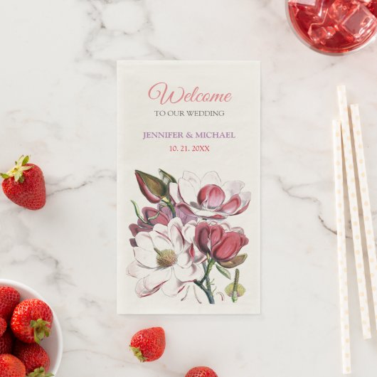 Kalligrafie Elegant Bloemen Welkom Bruiloft Servet (Insitu)