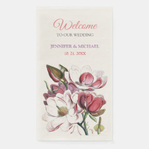Kalligrafie Elegant Bloemen Welkom Bruiloft Servet