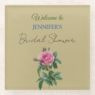 Kalligrafie Elegant Bloemen Welkom Vrijgezellenfee Glazen Onderzetter