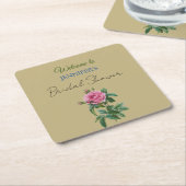 Kalligrafie Elegant Bloemen Welkom Vrijgezellenfee Kartonnen Onderzetters (Schuin)