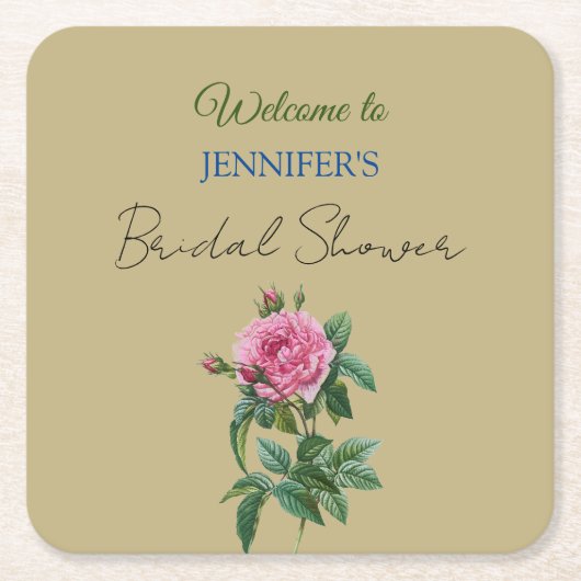 Kalligrafie Elegant Bloemen Welkom Vrijgezellenfee Kartonnen Onderzetters (Voorkant)