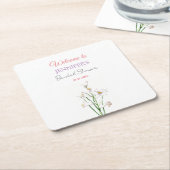 Kalligrafie Elegant Bloemen Welkom Vrijgezellenfee Kartonnen Onderzetters (Schuin)