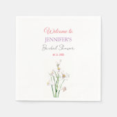 Kalligrafie Elegant Bloemen Welkom Vrijgezellenfee Servet (Voorkant)