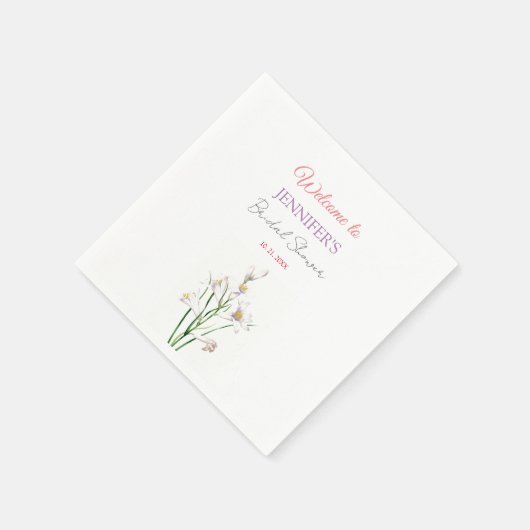 Kalligrafie Elegant Bloemen Welkom Vrijgezellenfee Servet (Hoek)