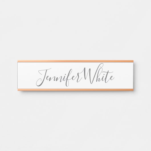 Kalligrafie Elegant Bold Retro Grijs Wit Naam Deurbordje (Voorkant)