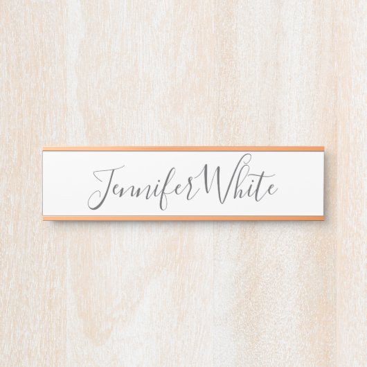 Kalligrafie Elegant Bold Retro Grijs Wit Naam Deurbordje (Voorkant)