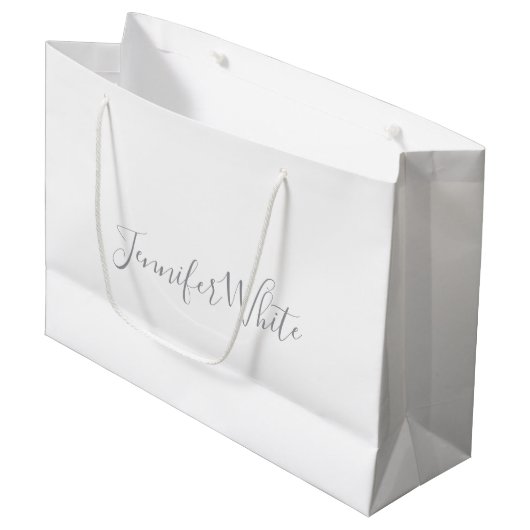 Kalligrafie Elegant Bold Retro Grijs Wit Naam Groot Cadeauzakje (Voorkant Gekanteld)