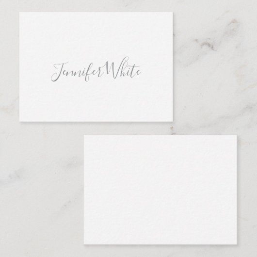 Kalligrafie Elegant Bold Retro Grijs Wit Naam Notitiekaartje (Voorkant / Achterkant)