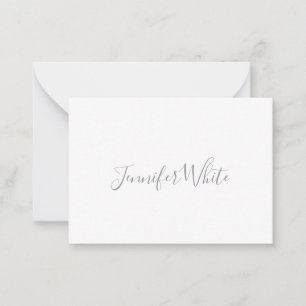 Kalligrafie Elegant Bold Retro Grijs Wit Naam Notitiekaartje
