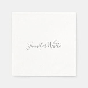 Kalligrafie Elegant Bold Retro Grijs Wit Naam Servet