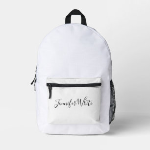 Kalligrafie Elegant Bold Retro Zwart & Wit Naam Bedrukte Rugzak