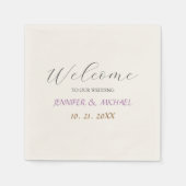 Kalligrafie Elegant Ecru Kleur Welkom Bruiloft Servet (Voorkant)