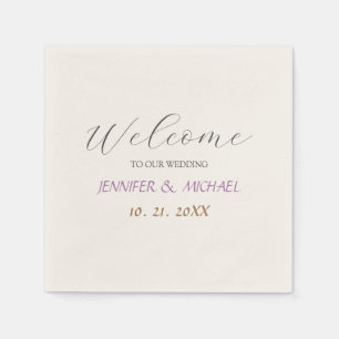 Kalligrafie Elegant Ecru Kleur Welkom Bruiloft Servet