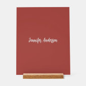 Kalligrafie Elegant Gepersonaliseerde Brick Red Acryl Bord (Voorkant)