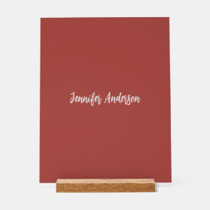 Kalligrafie Elegant Gepersonaliseerde Brick Red Acryl Bord