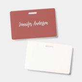Kalligrafie Elegant Gepersonaliseerde Brick Red Badge (Voor- en achterkant)